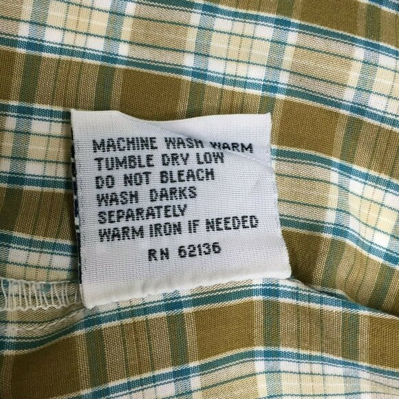 Guess Jeans Mens Short Sleeved Shirt Green Brown Checkered Cotton Size Large - Picture 4 of 10